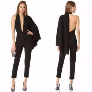 Few Moda New York Black One Shoulder Cape Sleeveless Jumpsuit Small
